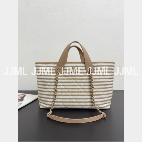 샤넬 도빌 쇼핑백 캔버스 베이지