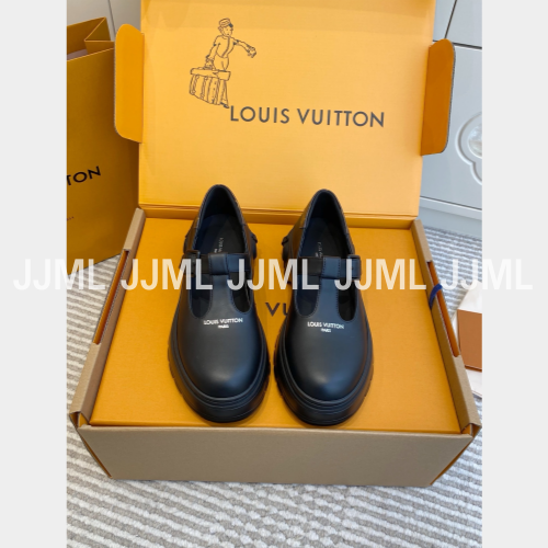 루이비통 체커 메리제인 블랙 슈즈 무광