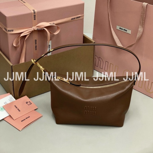 미우미우 나파 가죽 파우치 숄더백 브라운