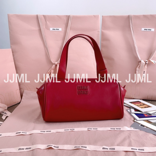 미우미우 가죽 탑 핸들백 레드 5BB182
