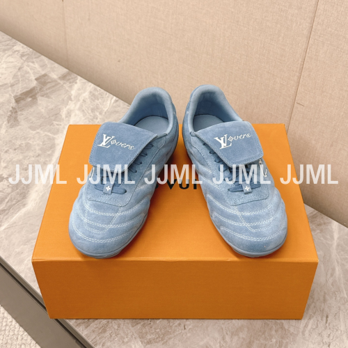 루이비통 풋프린트 사커 슈즈 블루 스웨이드