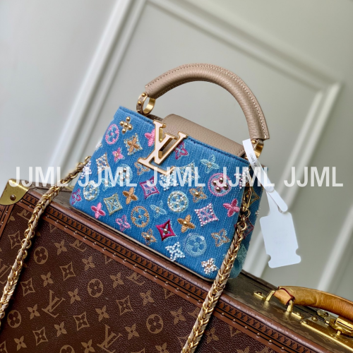 루이비통 데님 카퓌신 미니 베이지 핸들 M12947