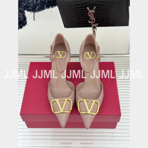 발렌티노 가바라니 V로고 슬링백 펌프스 핑크 골드