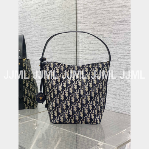 디올 스몰 버킷백 블루 디올 오블리크