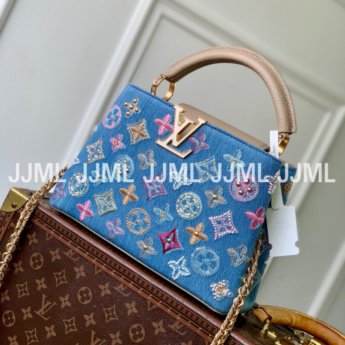 루이비통 데님 카퓌신 BB 베이지 핸들 M12947