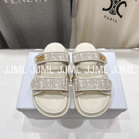 디올 액트 자카드 슬라이드 아이보리 그레이