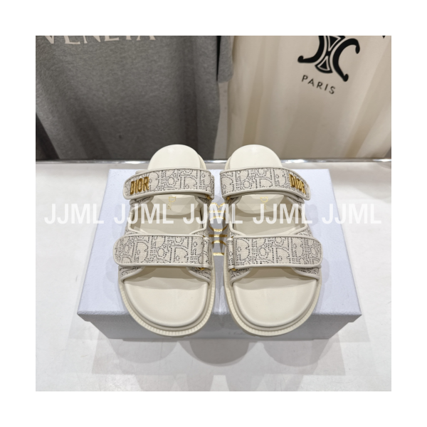 디올 액트 자카드 슬라이드 아이보리 그레이