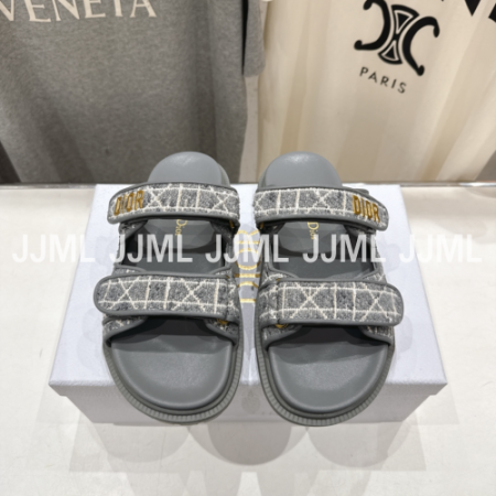 디올 액트 자카드 슬라이드 그레이 화이트