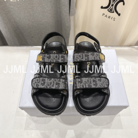 디올 액트 자카드 샌들 차콜 그레이