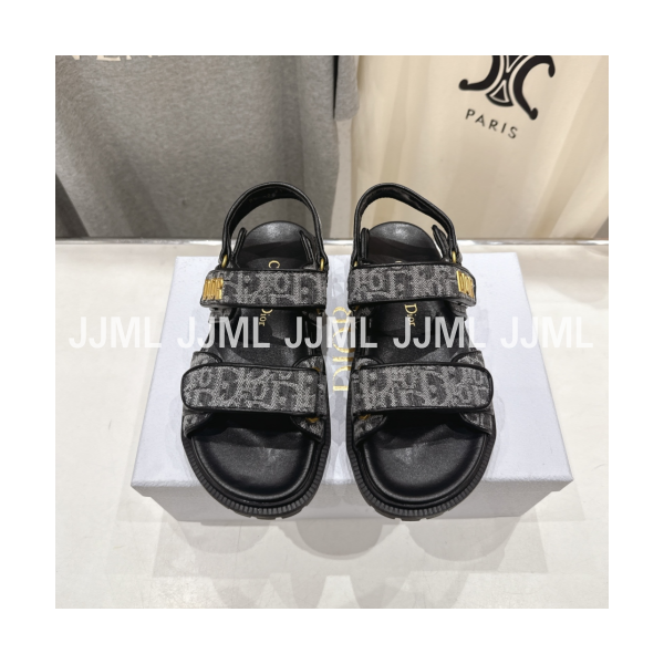 디올 액트 자카드 샌들 차콜 그레이