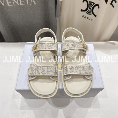 디올 액트 자카드 샌들 아이보리 그레이