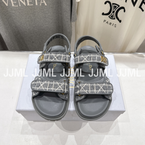 디올 액트 자카드 샌들 그레이 화이트