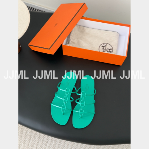 에르메스 미코노스 PVC 젤리 샌들 그린