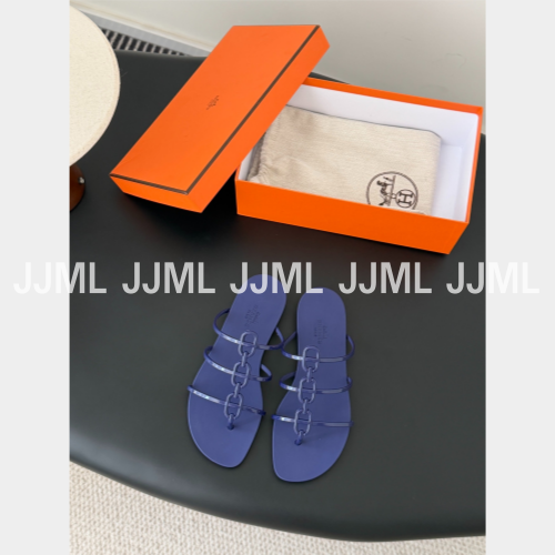 에르메스 미코노스 PVC 젤리 샌들 네이비