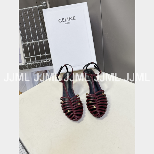 셀린느 케이지 스트래피 샌들 버건디 ( 굽 6 / 8 )