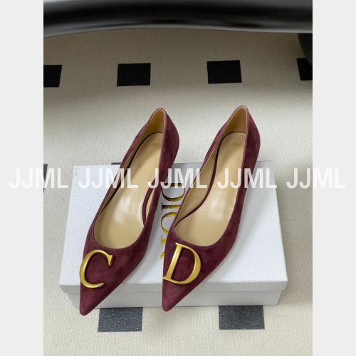 디올 이니셜 펌프스 스웨이드 버건디