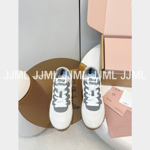 미우미우 타이어 테크니컬 패브릭 스니커즈 아이보리 그레이