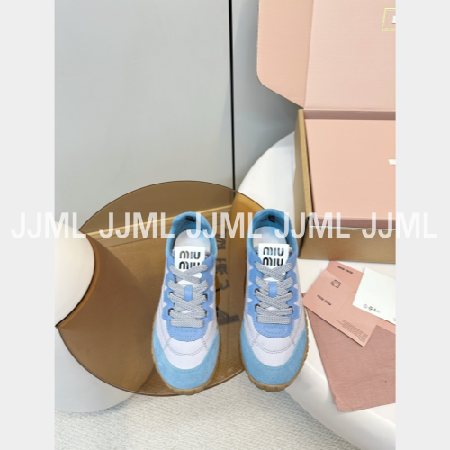 미우미우 타이어 테크니컬 패브릭 스니커즈 그레이 블루