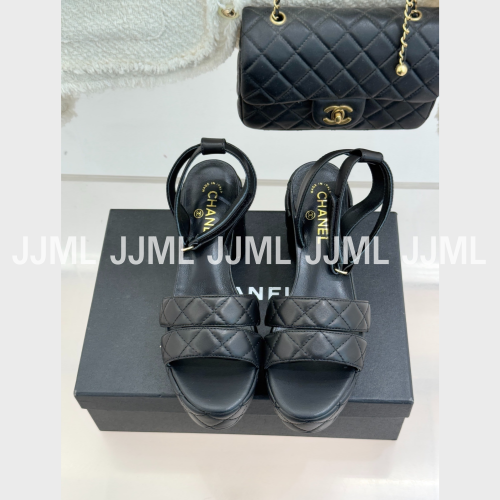 샤넬 가보시힐 샌들 퀄팅 블랙