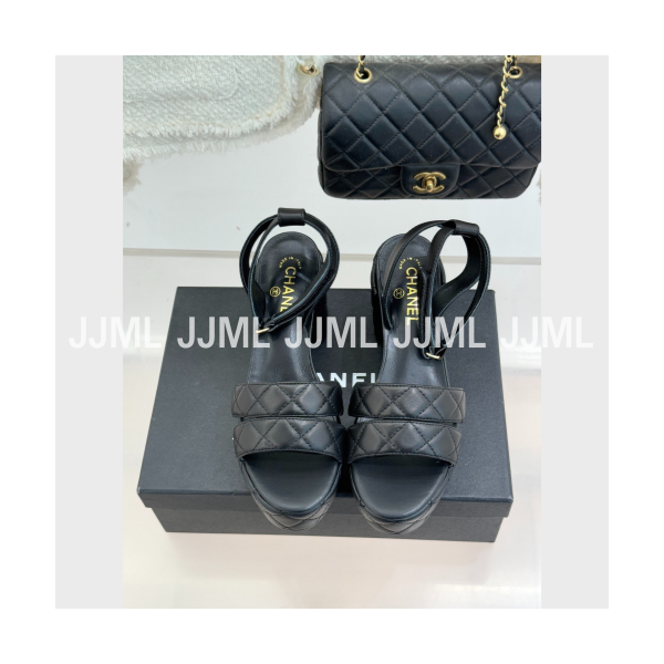 샤넬 가보시힐 샌들 퀄팅 블랙