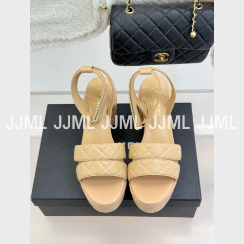 샤넬 가보시힐 샌들 퀄팅 베이지