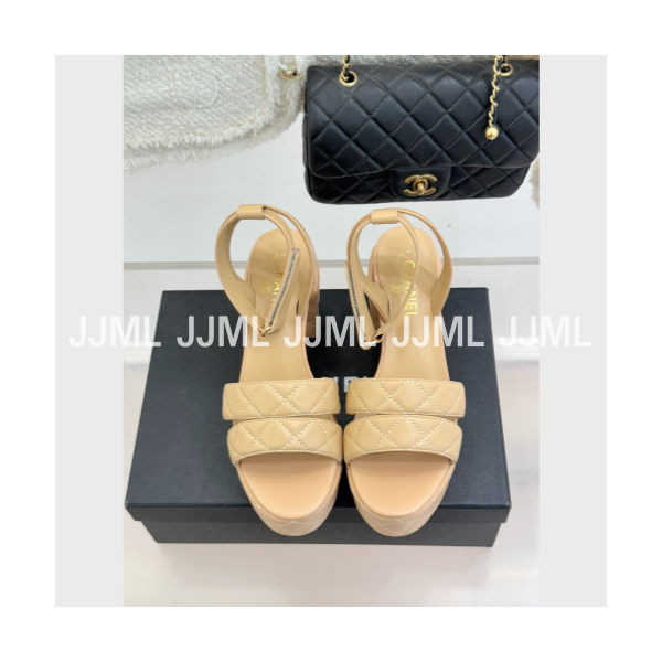 샤넬 가보시힐 샌들 퀄팅 베이지