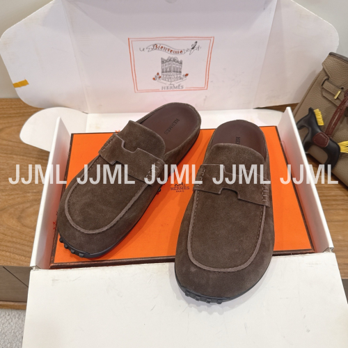 에르메스 믹스 뮬 스웨이드 브라운