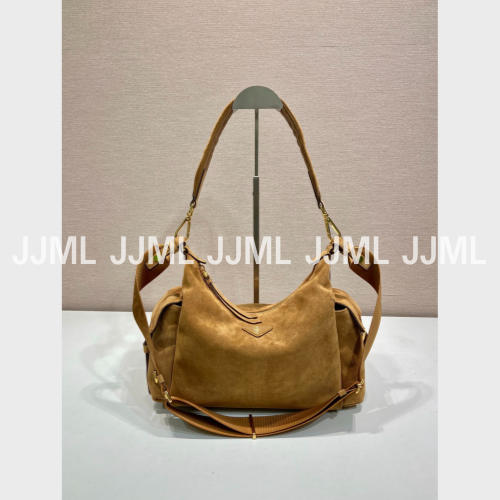 프라다 익스플로어 라지 스웨이드 숄더백 베이지 1BC264