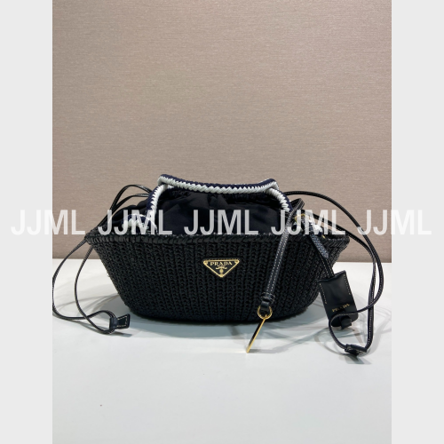 프라다 크로셰 니트 토트백 블랙 1BA463