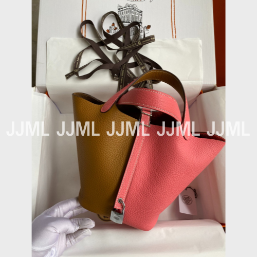 에르메스 피코탄 락 18 투톤백 핑크 브라운 실버