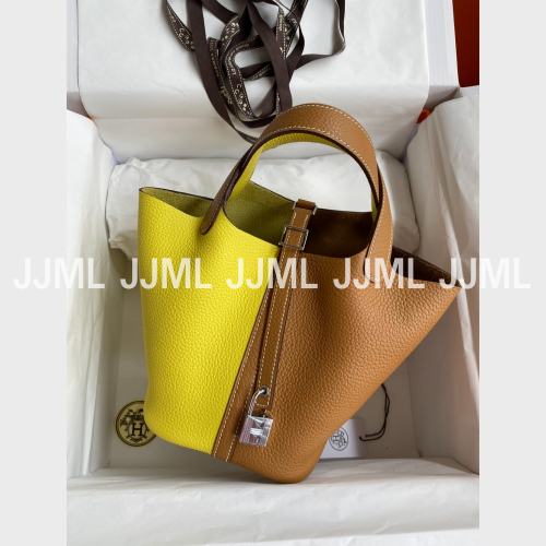 에르메스 피코탄 락 18 투톤백 네온 크림 골드