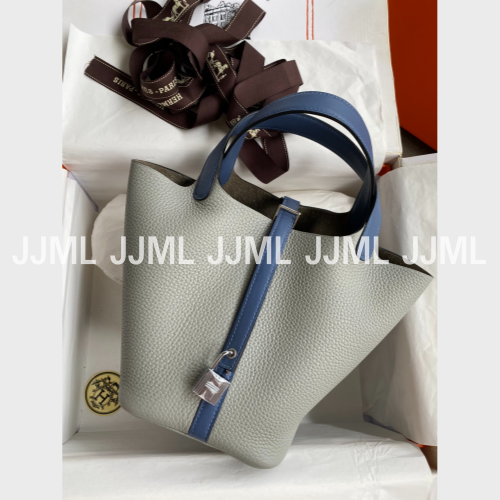 에르메스 피코탄 락 18 백 그레이블루 실버