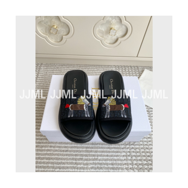 디올 D-Way 뮬 슬리퍼 블랙