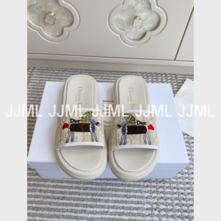 디올 D-Way 뮬 슬리퍼 베이지