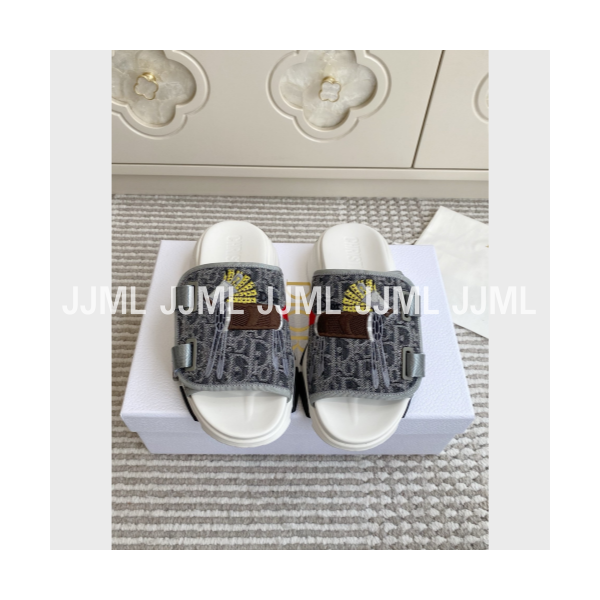 디올 오블리크 모티브 자카드 D-Wander 뮬샌들 그레이