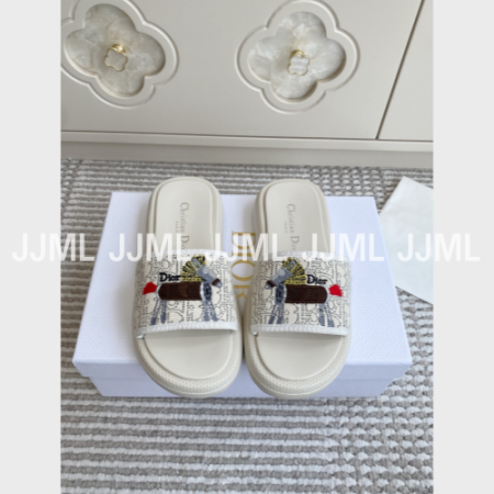 디올 D-Way 뮬 슬리퍼 아이보리