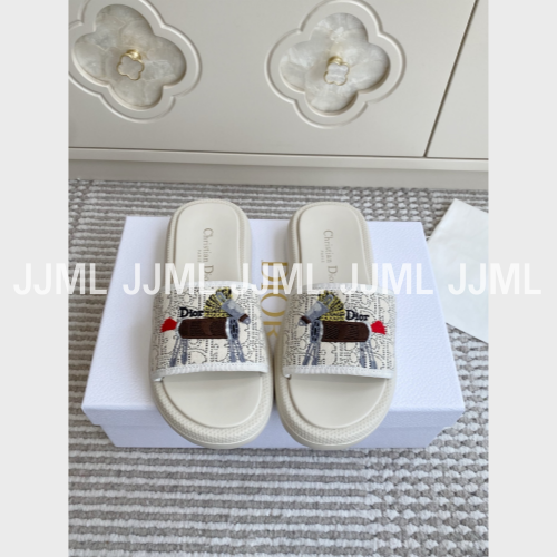 디올 D-Way 뮬 슬리퍼 아이보리