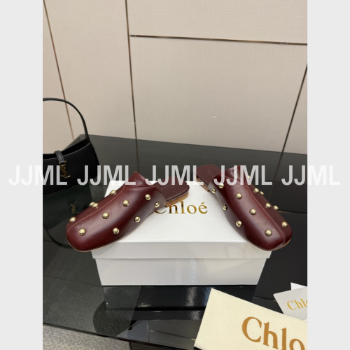 끌로에 리타 스터드 뮬 버건디