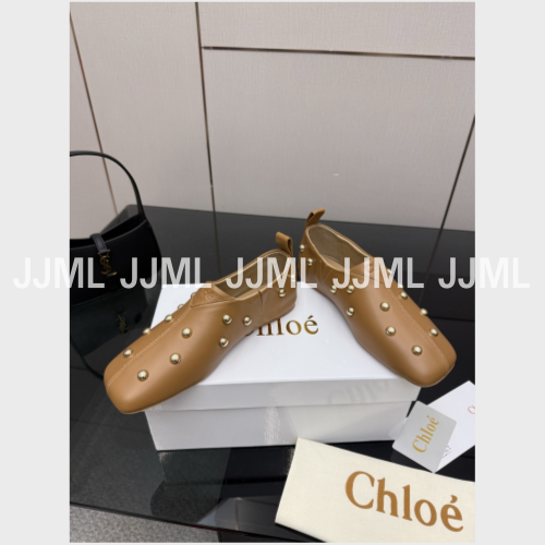 끌로에 리타 스터드 플랫 슈즈 브라운