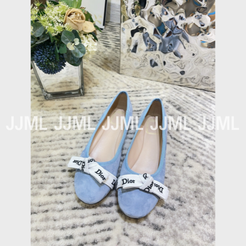 디올 자디올 발레 플랫 아쿠아 스웨이드