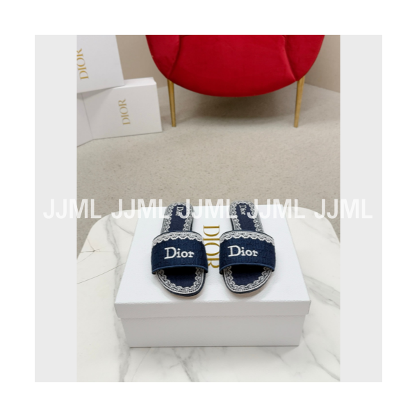 디올 디웨이 뮬 슬리퍼 네이비