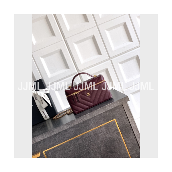 샤넬 26SS 캐비어 베니티 케이스 버건디