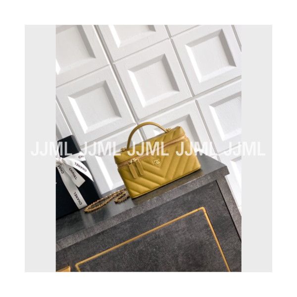 샤넬 26SS 캐비어 베니티 케이스 머스터드