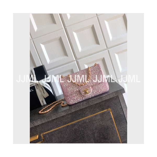 샤넬 26 SS 이브닝백 핑크 화이트