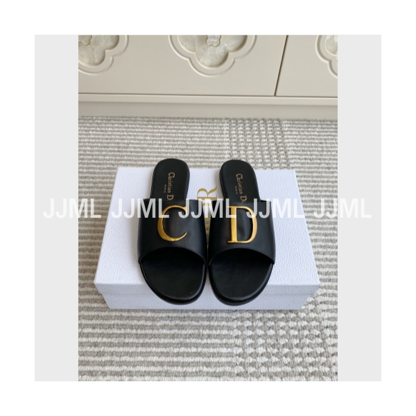 디올 이니셜 로고 슬라이드 블랙