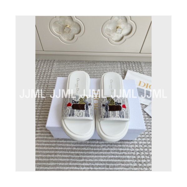 디올 아쿠아 뮬 오블리크 자카드 아이보리