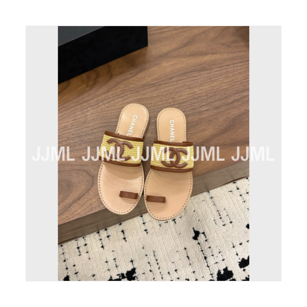 샤넬 CC로고 크로셰 샌들 내츄럴 브라운