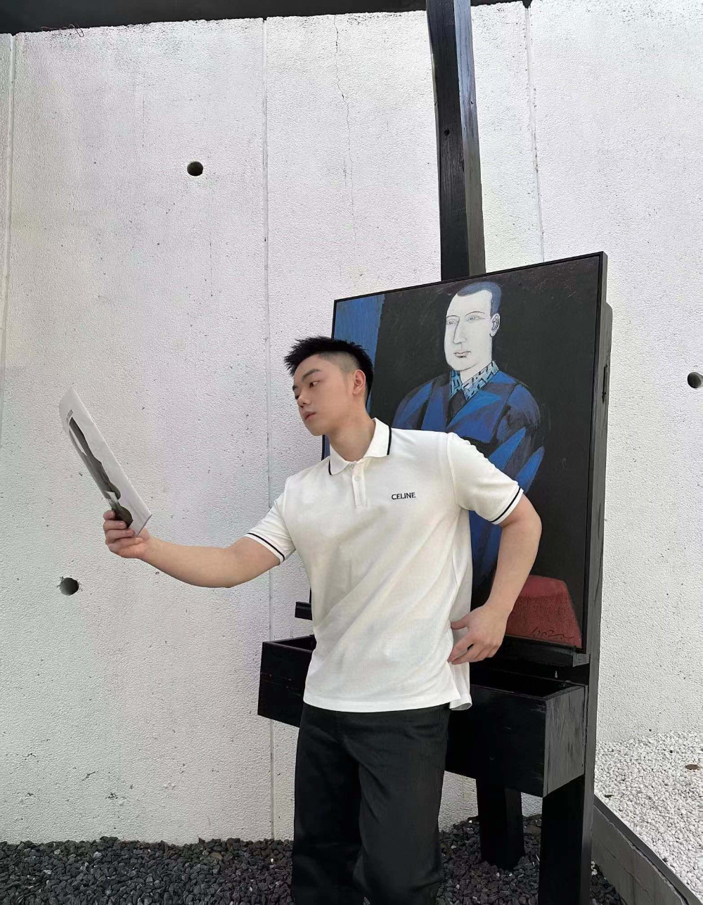 반팔 티셔츠 모델 착용 이미지-S1064L12