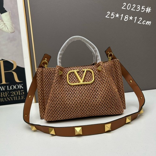 발렌티노 V로고 라피아 토트백 25cm [브라운]