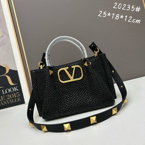 발렌티노 V로고 라피아 토트백 25cm [블랙]